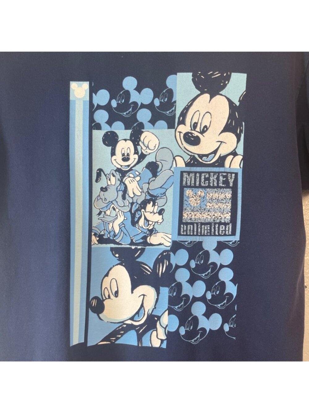 Mickey Unlimited Mens T-Shirt Navy Size Large 100% Cotton Graphic Print Short Sl - Picture 2 of 6